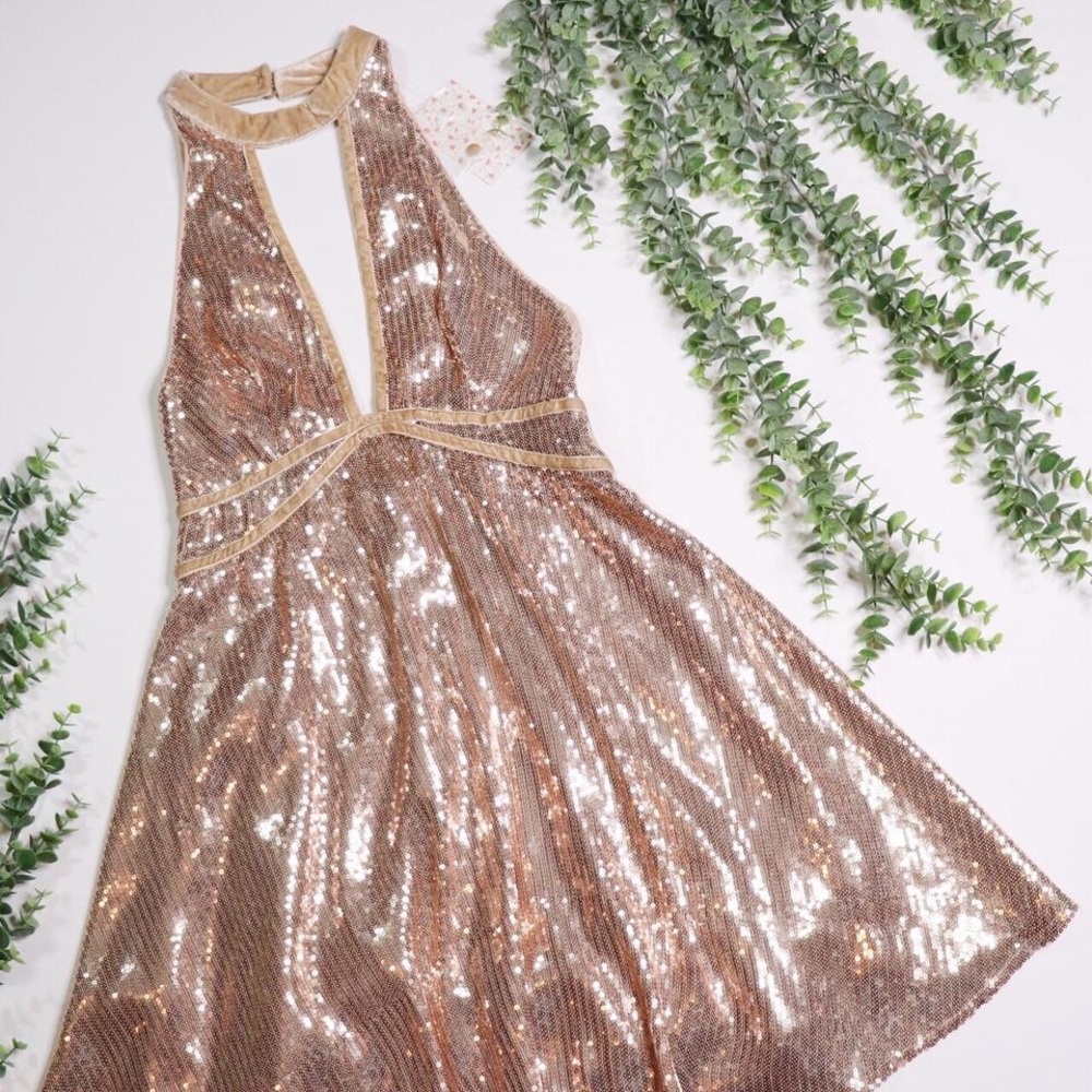 ✨FP Film Noir Rose Gold Sequin Mini Dress✨